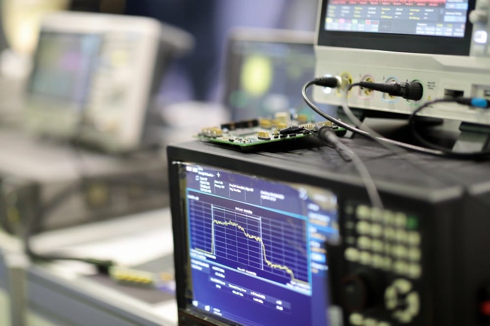 Electronic equipment undergoing functional testing in a laboratory