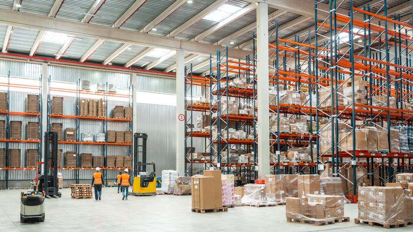 Logistics specialists working in a distribution warehouse